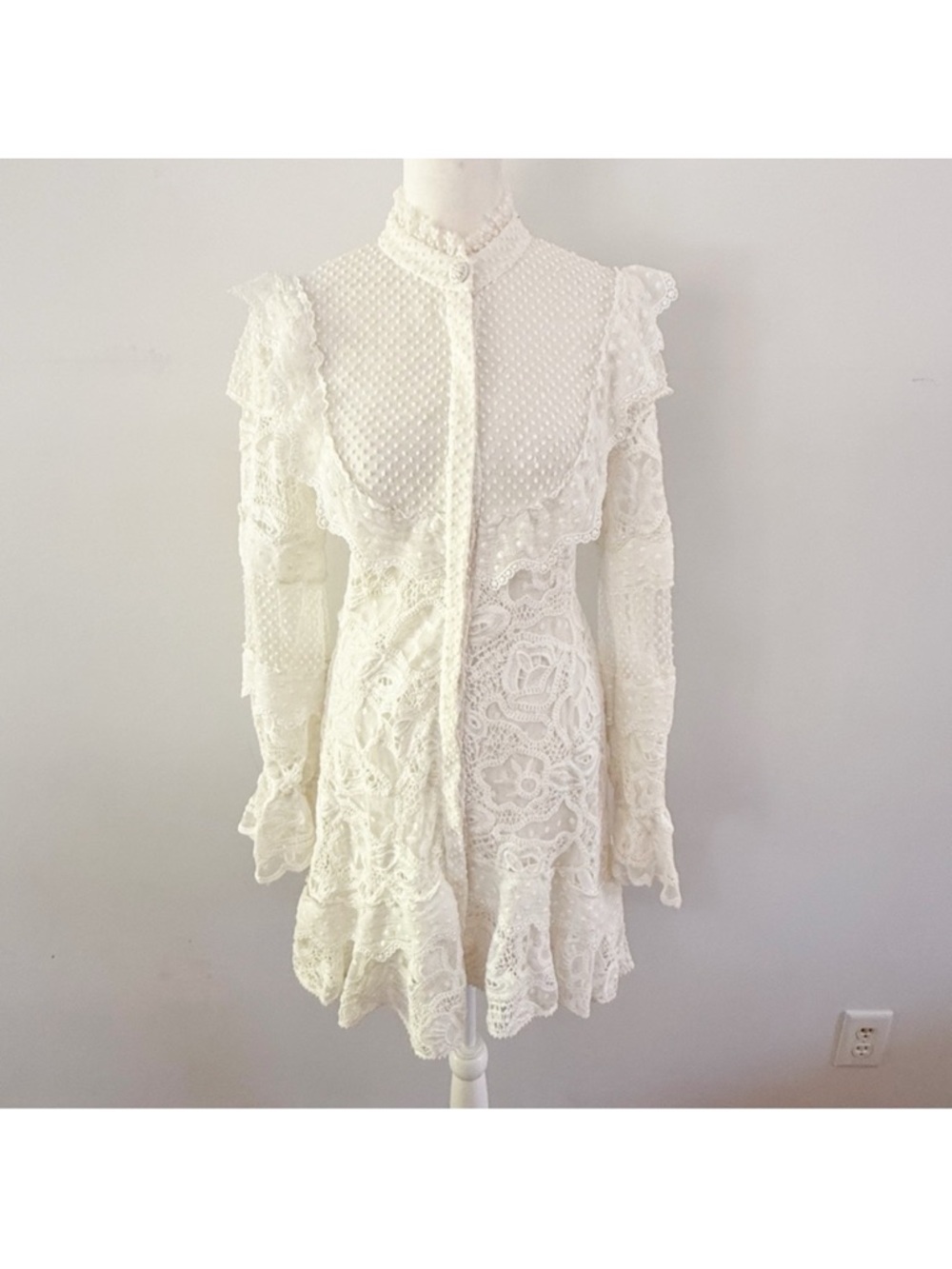 Alexis Women Shanna Lace Ruffle Dress Small Boho Cottage Fairy Coquette Wedding